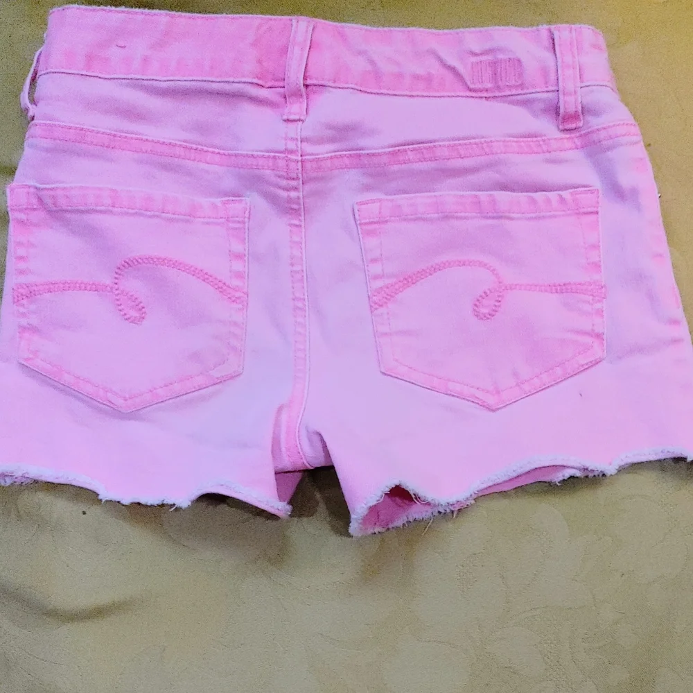 Justice girl's hot pink jean shorts